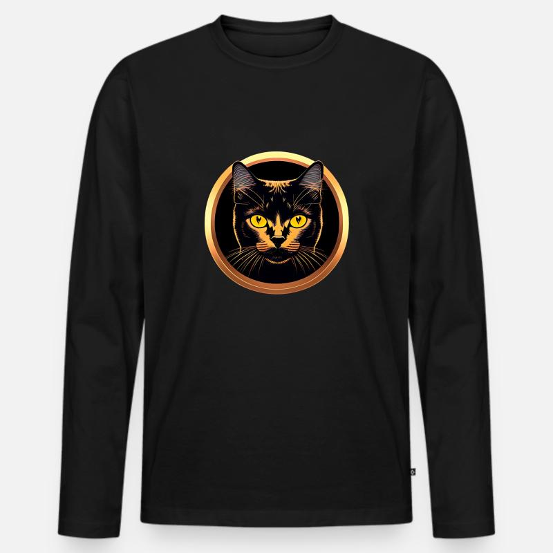 Katzen-Logo - Männer Premium Bio Langarmshirt - Schwarz