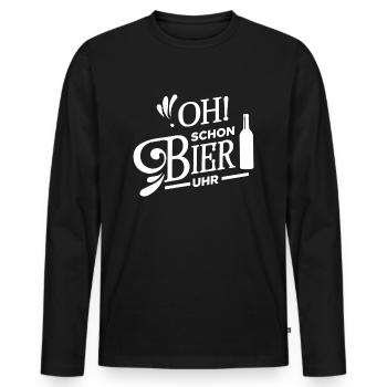 oh schon bier uhr bierflasche - Männer Premium Bio Langarmshirt - Schwarz - Vorne - Nico (187cm)