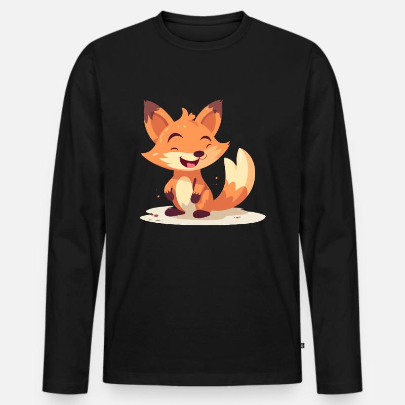Clever Fox - Männer Premium Bio Langarmshirt - Schwarz