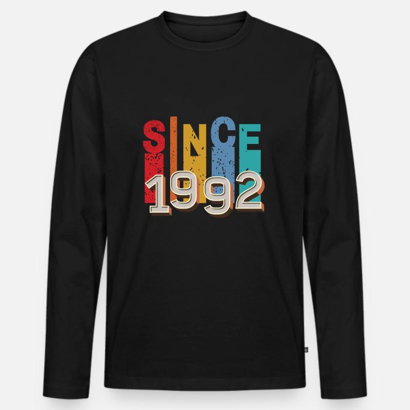Seit 1992 retro - Männer Premium Bio Langarmshirt - Schwarz