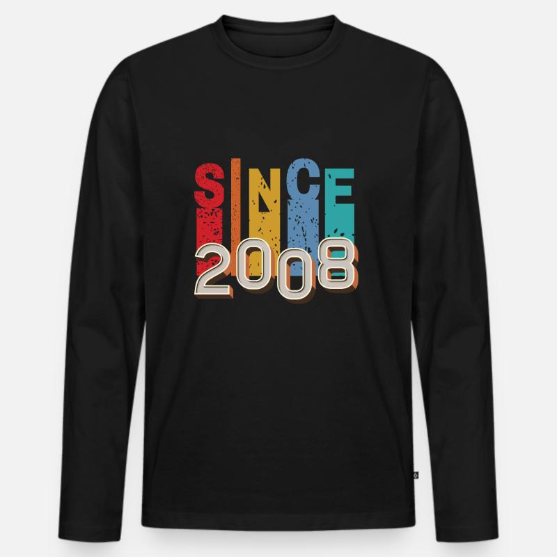Seit 2008 retro - Männer Premium Bio Langarmshirt - Schwarz
