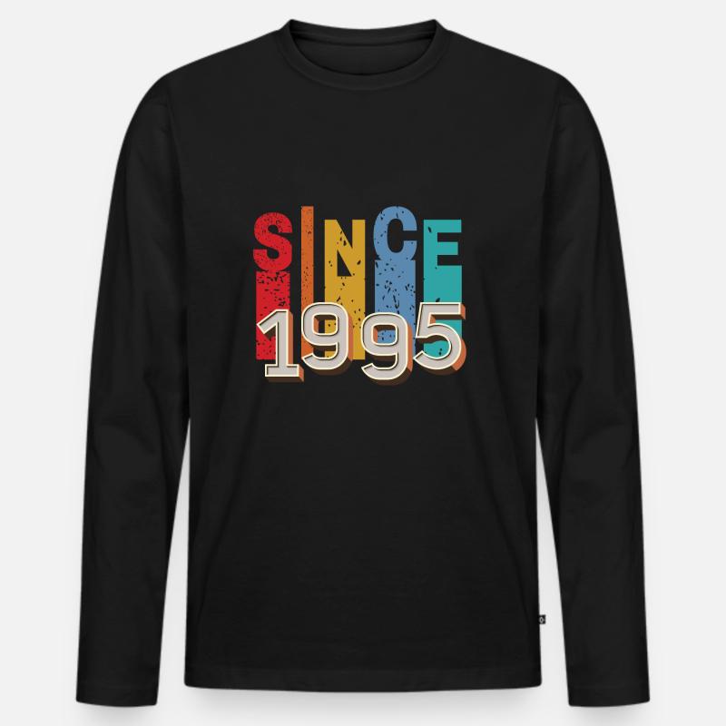 Seit 1995 retro - Männer Premium Bio Langarmshirt - Schwarz