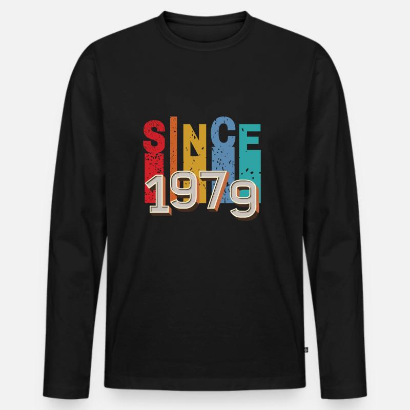 Seit 1979 retro - Männer Premium Bio Langarmshirt - Schwarz