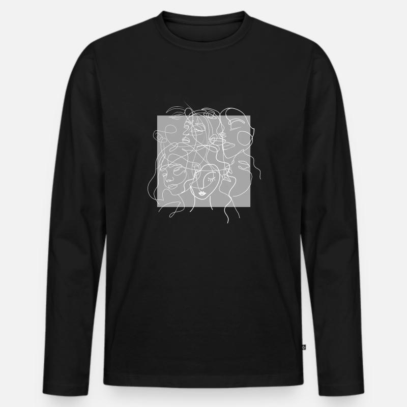 Gesichtslinie grau - Männer Premium Bio Langarmshirt - Schwarz