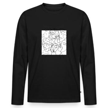 Face line white - T-shirt manches longues Premium bio Homme - noir - Devant - Nico (187cm)