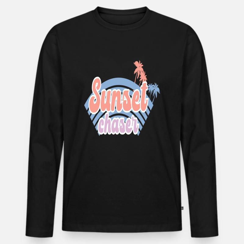 Sunset Chaser - Männer Premium Bio Langarmshirt - Schwarz