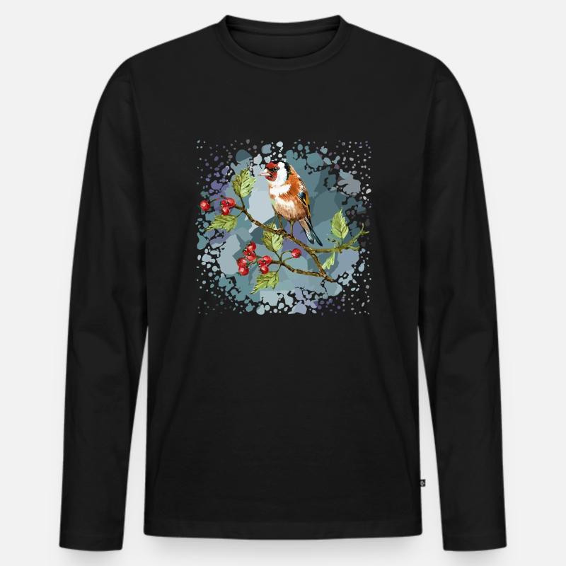 Bunter Vogel - Männer Premium Bio Langarmshirt - Schwarz
