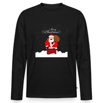 Frohe Weihnachten Fetter Weihnachtsmann - Männer Premium Bio Langarmshirt - Schwarz - Vorne - Nico (187cm)