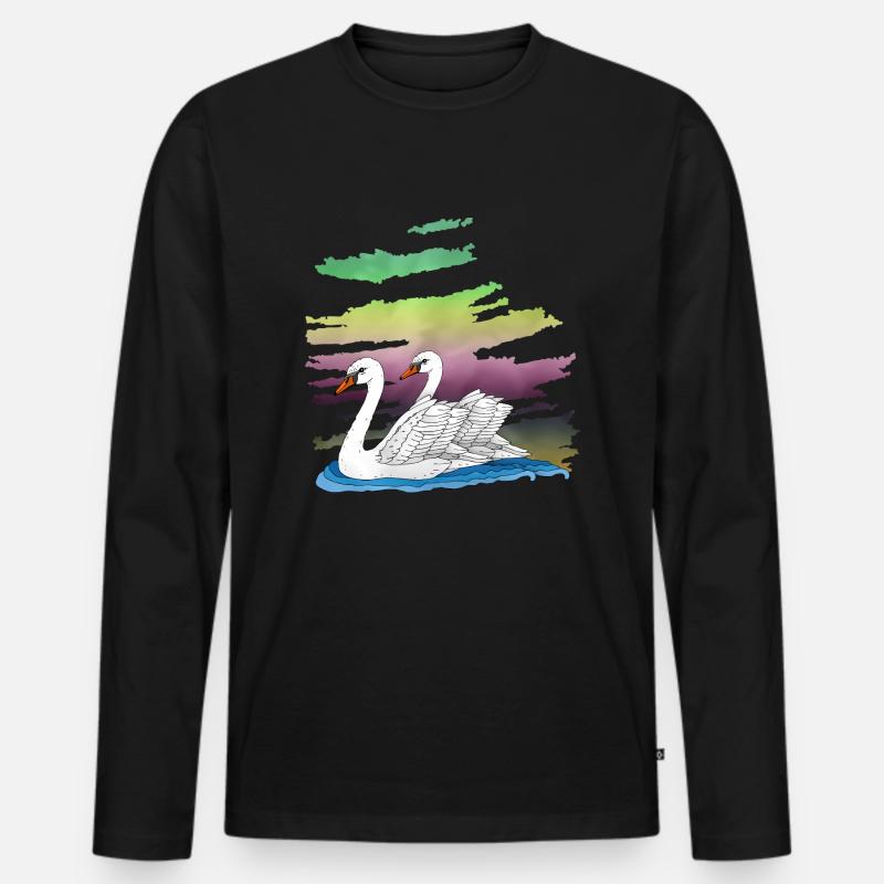 Weiße Vögel - Männer Premium Bio Langarmshirt - Schwarz