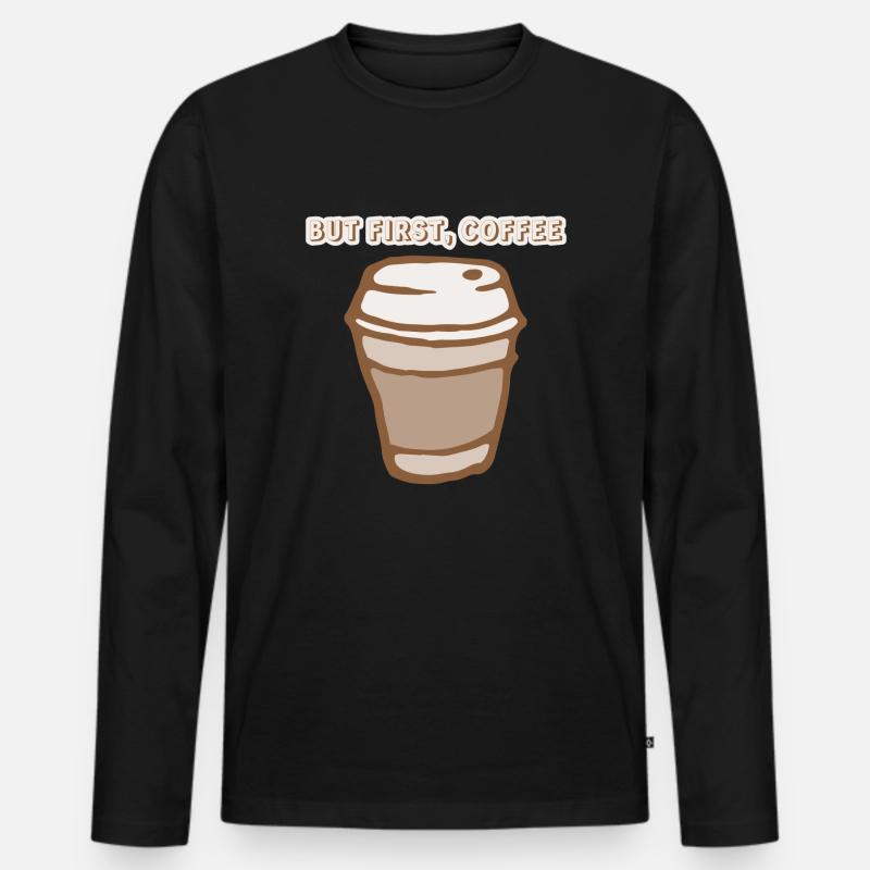 aber der erste Kaffee - Männer Premium Bio Langarmshirt - Schwarz