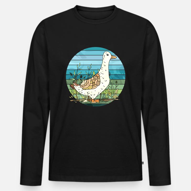 Ente - Männer Premium Bio Langarmshirt - Schwarz
