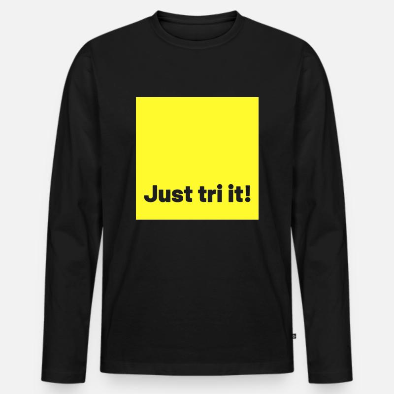 just tri it yellow - Männer Premium Bio Langarmshirt - Schwarz