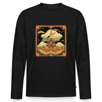 Asian painting - Men's Premium Organic Long Sleeve Shirt - black - Front - Nico (187cm)
