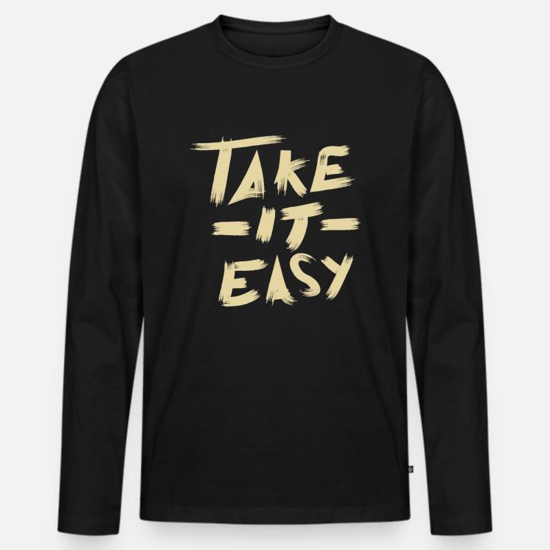 Take it Easy - Männer Premium Bio Langarmshirt - Schwarz