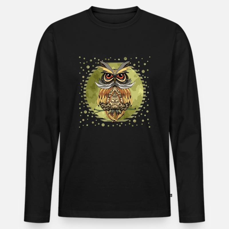 Eulenvogel - Männer Premium Bio Langarmshirt - Schwarz