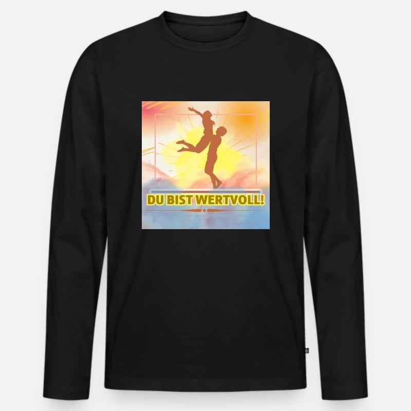 Du bist wertvoll - Männer Premium Bio Langarmshirt - Schwarz