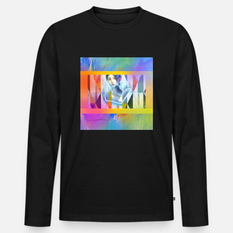 Anime bunt - Männer Premium Bio Langarmshirt - Schwarz