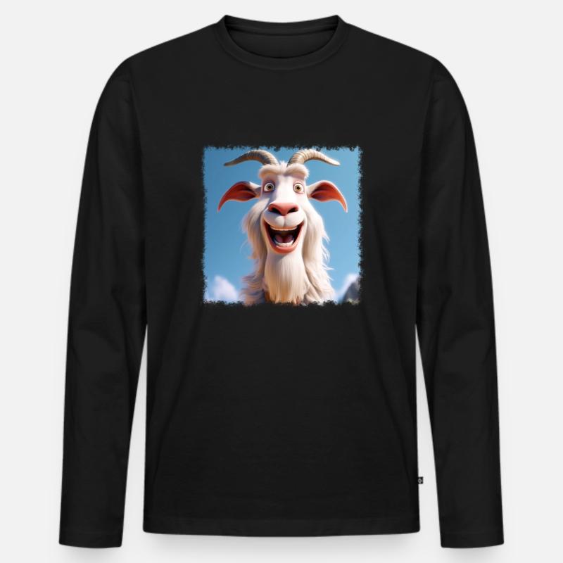 Coole Ziege - Männer Premium Bio Langarmshirt - Schwarz