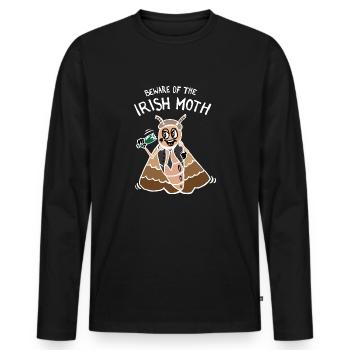 Beware of the Irish Moth / Mob (White) - Men's Premium Organic Long Sleeve Shirt - black - Front - Nico (187cm)