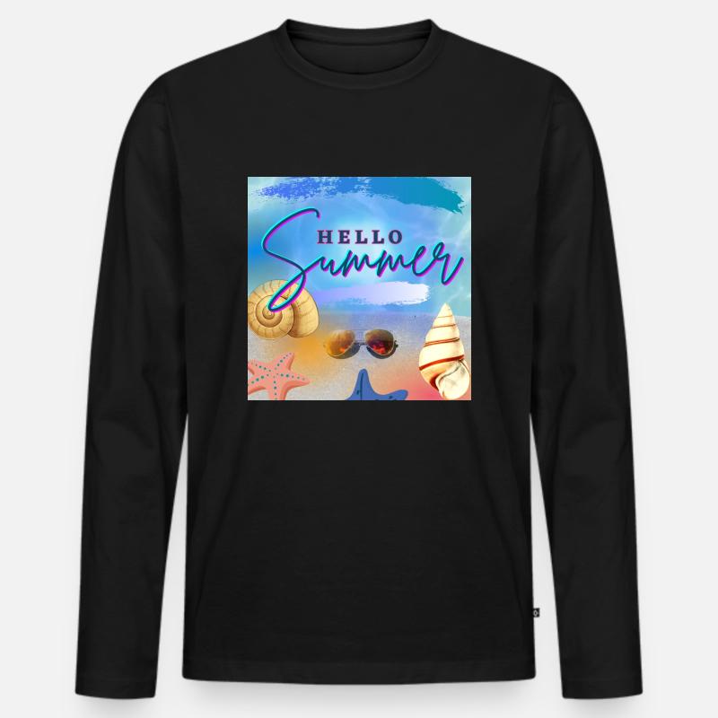 Hello Summer - Männer Premium Bio Langarmshirt - Schwarz
