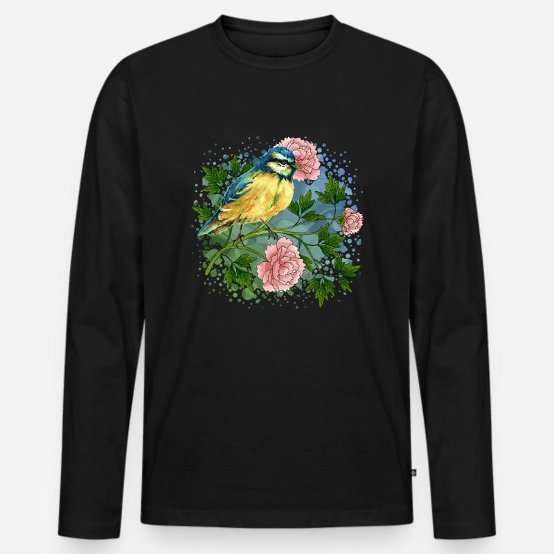 Bunter Vogel - Männer Premium Bio Langarmshirt - Schwarz