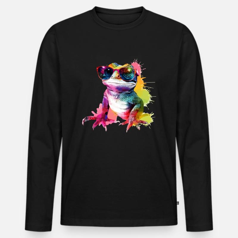 Rako die Eidechse - Männer Premium Bio Langarmshirt - Schwarz
