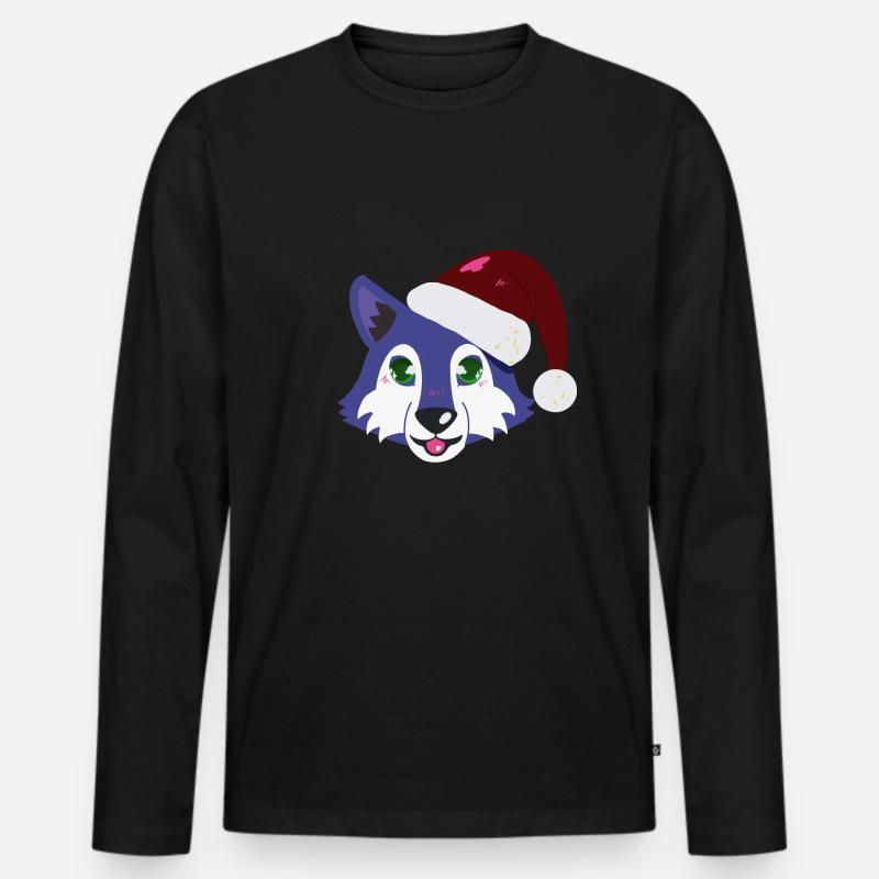 Der Weihnachtswolf - Männer Premium Bio Langarmshirt - Schwarz