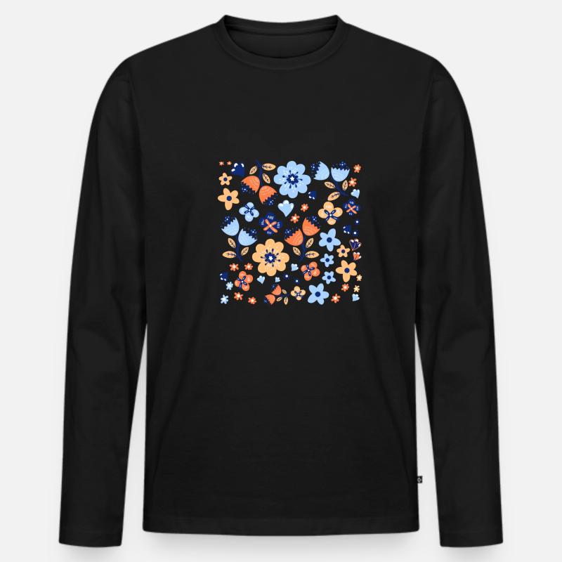 Wildblumen-Geschenkidee - Männer Premium Bio Langarmshirt - Schwarz