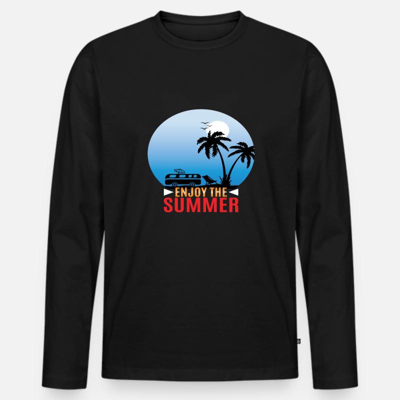 Enjoy the Summer - Männer Premium Bio Langarmshirt - Schwarz