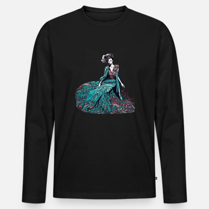 Modedesigner Peacock - Männer Premium Bio Langarmshirt - Schwarz