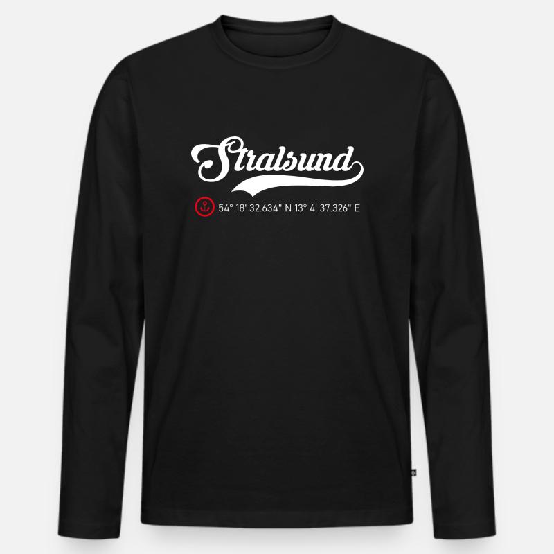 Stralsund roter Anker - Männer Premium Bio Langarmshirt - Schwarz
