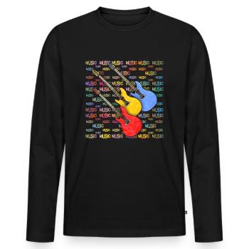Gitarren - Männer Premium Bio Langarmshirt - Schwarz - Vorne - Nico (187cm)