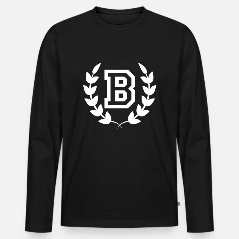 Buchstabe b sport - Männer Premium Bio Langarmshirt - Schwarz