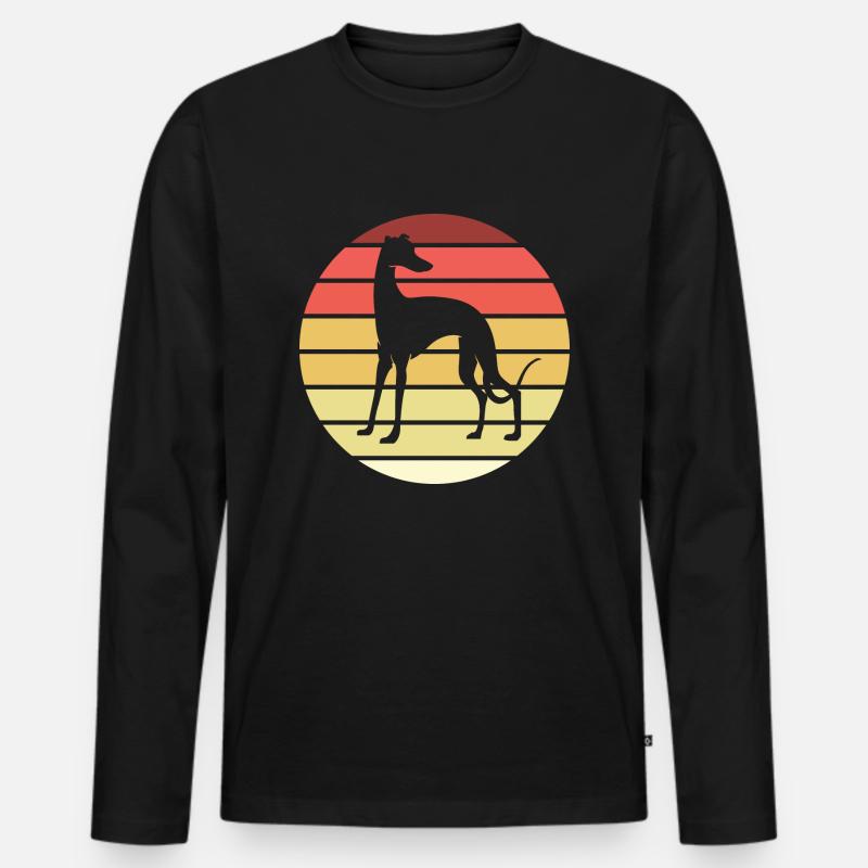 Whippet Retro Hund - Männer Premium Bio Langarmshirt - Schwarz