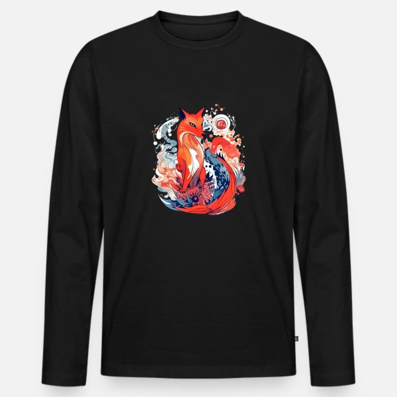Mowglo der elegante Fuchs - Männer Premium Bio Langarmshirt - Schwarz
