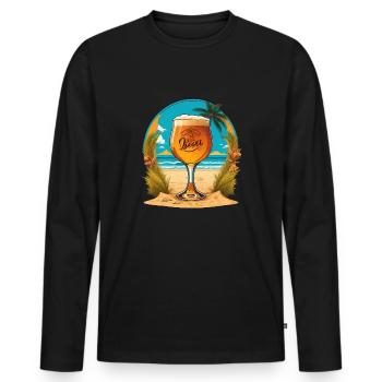 Beach Beer Glass - Men's Premium Organic Long Sleeve Shirt - black - Front - Nico (187cm)