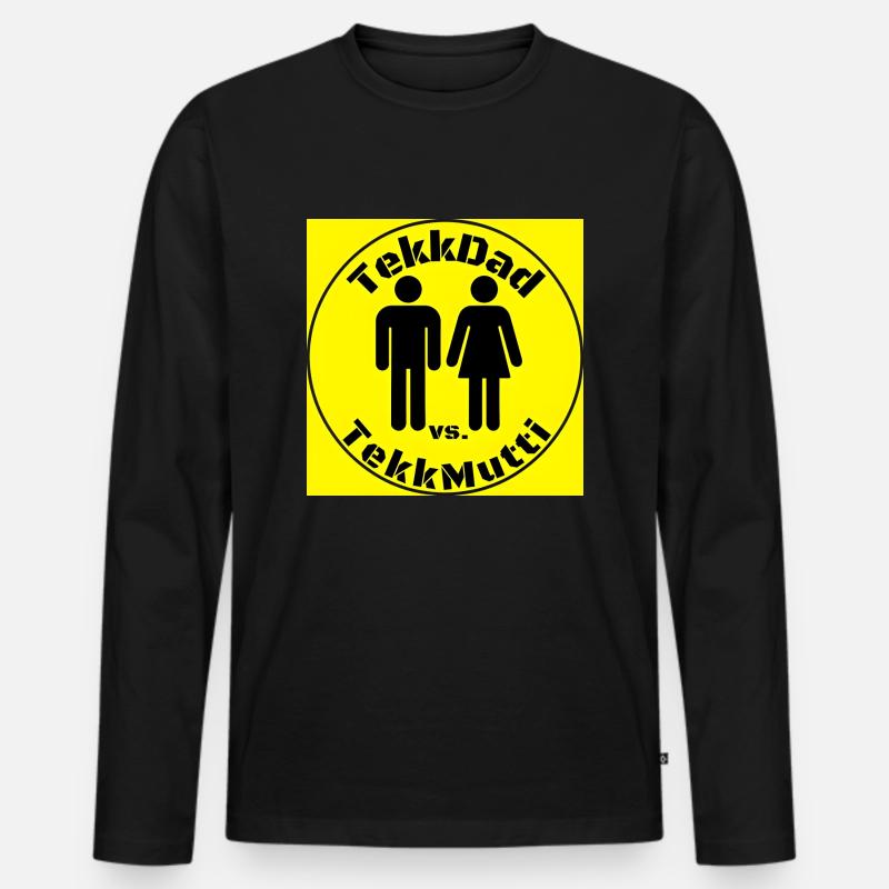 TekkDad_vs_TekkMutti - Männer Premium Bio Langarmshirt - Schwarz