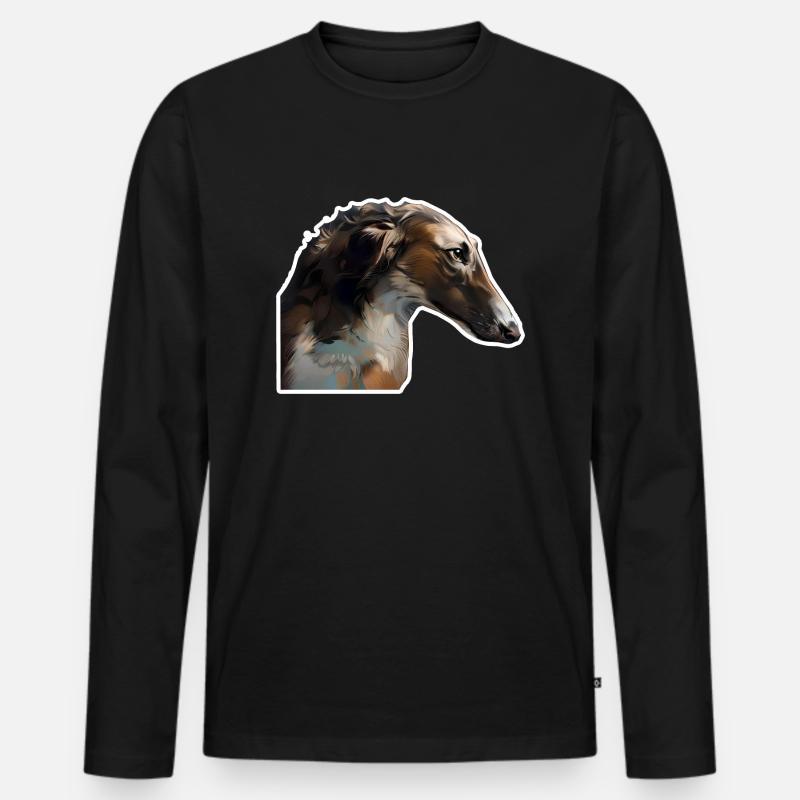 Russischer Windhund Barsoi - Männer Premium Bio Langarmshirt - Schwarz