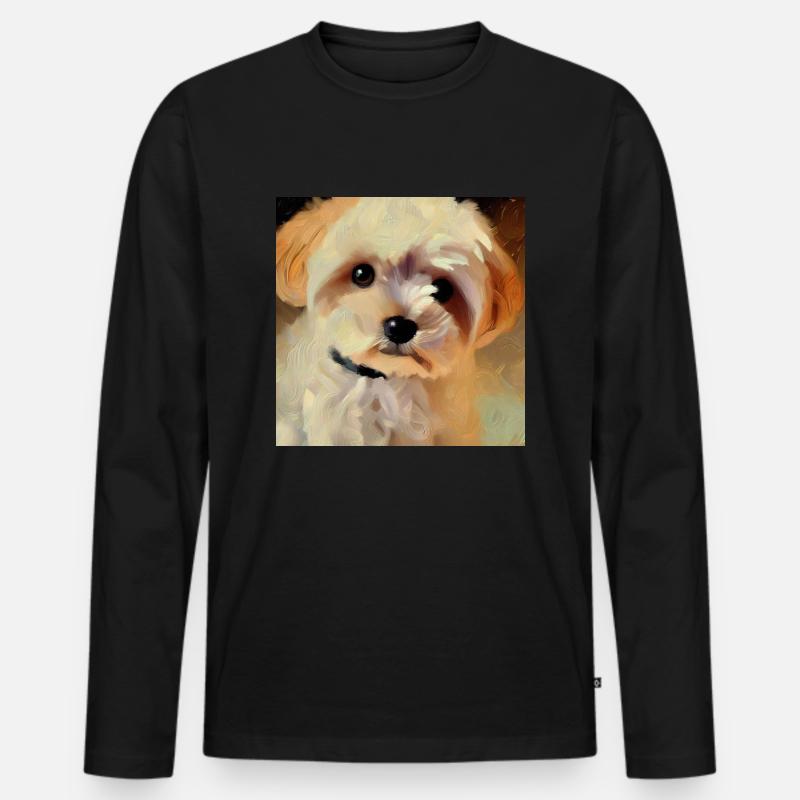 Der süßeste Hund der Welt - Männer Premium Bio Langarmshirt - Schwarz