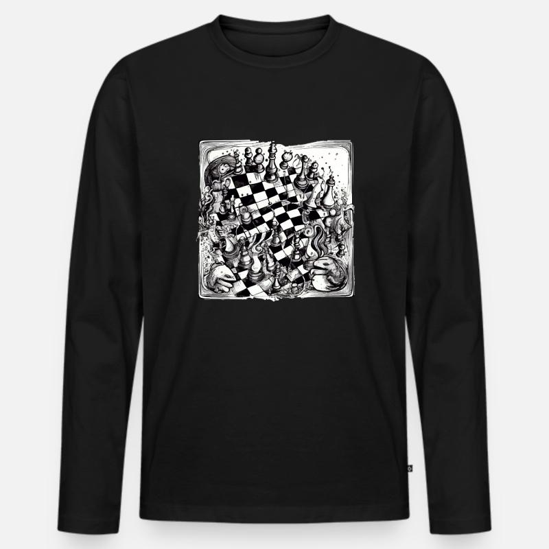 Schachabstraktion Nr. 2 - Männer Premium Bio Langarmshirt - Schwarz