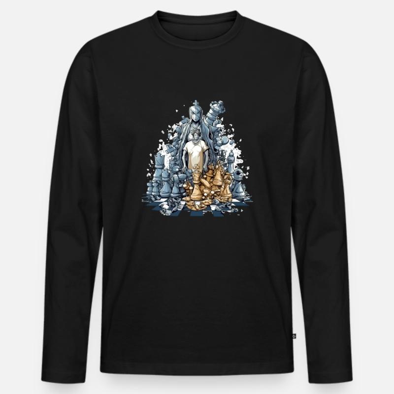 Schach-Gemetzel - Männer Premium Bio Langarmshirt - Schwarz
