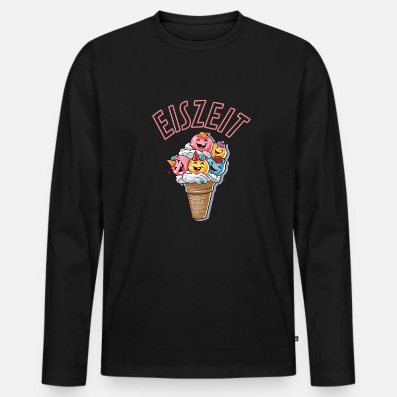 Eiszeit ist Sommerzeit - Männer Premium Bio Langarmshirt - Schwarz