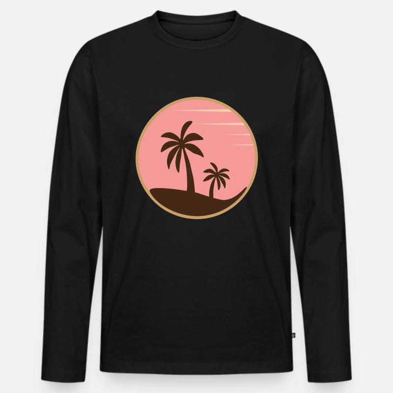 PALM BEACH BADGE - Männer Premium Bio Langarmshirt - Schwarz
