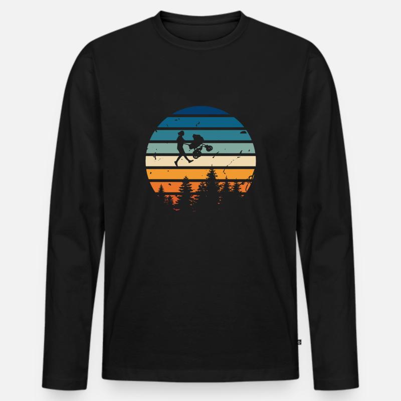 Retro-Mama - Männer Premium Bio Langarmshirt - Schwarz