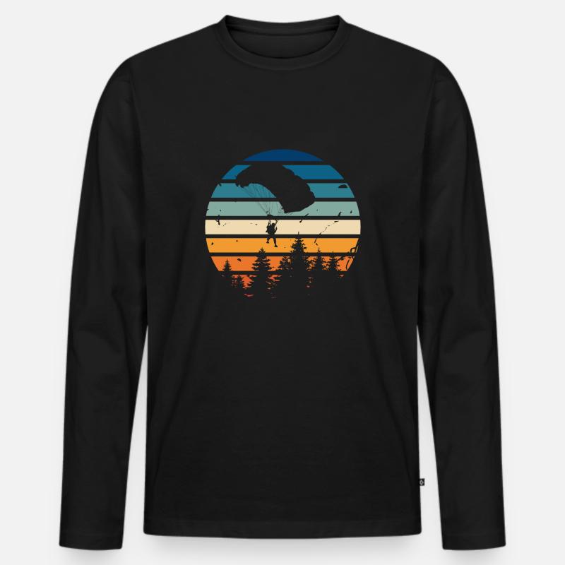 Retro-Fallschirm - Männer Premium Bio Langarmshirt - Schwarz