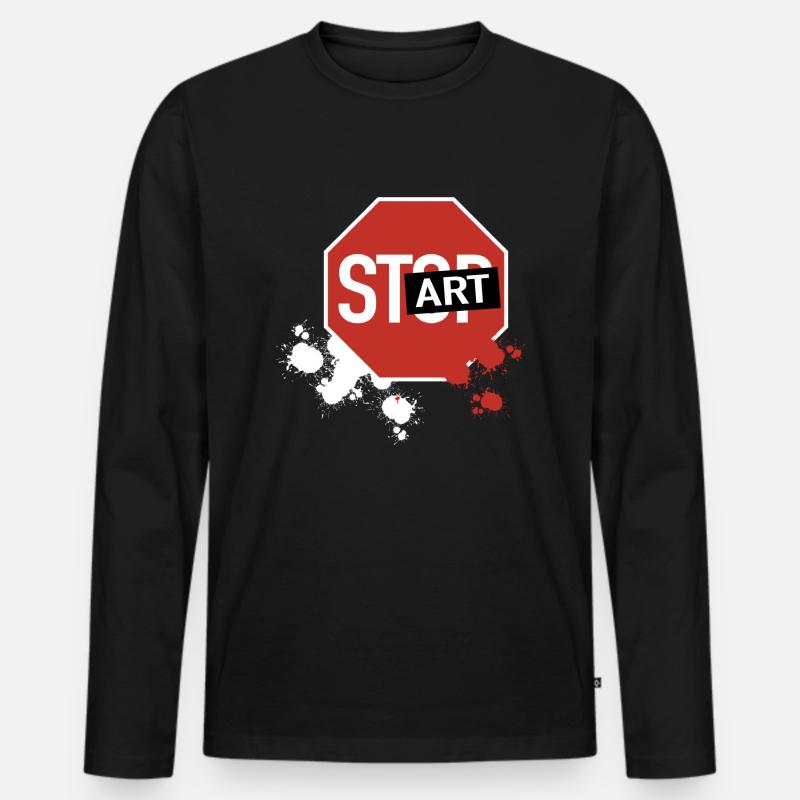 Stop wird Start - Männer Premium Bio Langarmshirt - Schwarz