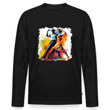 Dancing as fitness with stress relief - Men's Premium Organic Long Sleeve Shirt - black - Front - Nico (187cm)