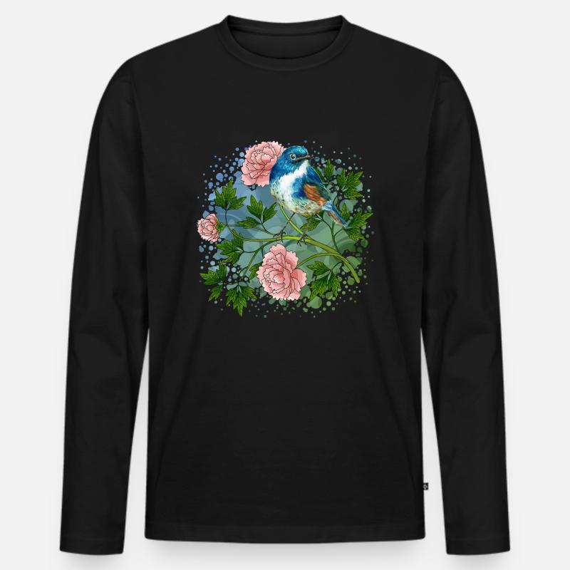 Bunter Vogel - Männer Premium Bio Langarmshirt - Schwarz