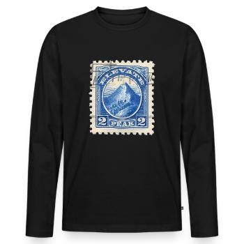 Höhenstempel: Die Gipfel in blau - Männer Premium Bio Langarmshirt - Schwarz - Vorne - Nico (187cm)