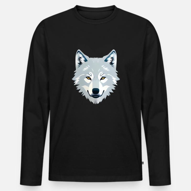 Wolf - Männer Premium Bio Langarmshirt - Schwarz